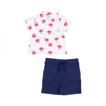 Picture of Angel Dear Crabby Cuties Ribbed Modal Polo Shirt And Organic Cotton Terry Shorts
