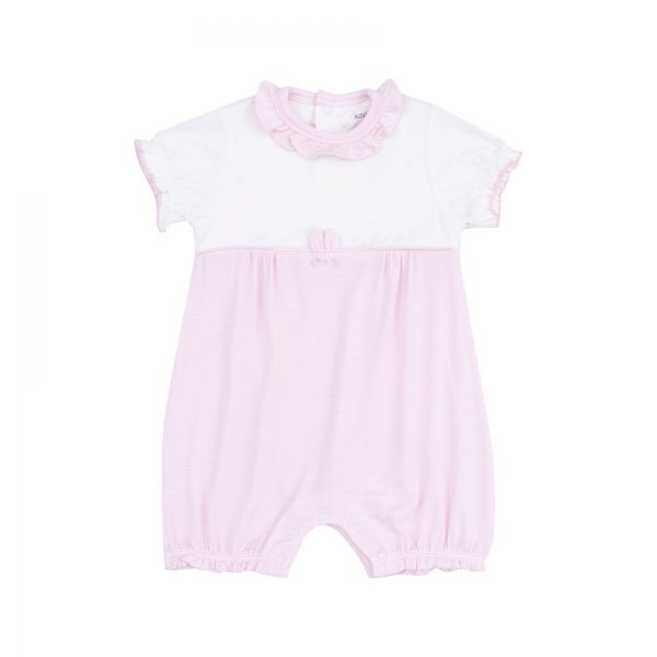 Picture of Angel Dear Stripe Classic Pink Bunny Ruffle Romper