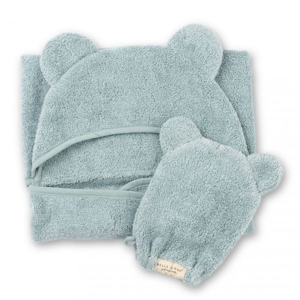 Picture of Hooded Towel + Wash Mitt Set Fog | Bella Tunno