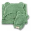 Picture of Hooded Towel + Wash Mitt Set Sea Foam | Bella Tunno