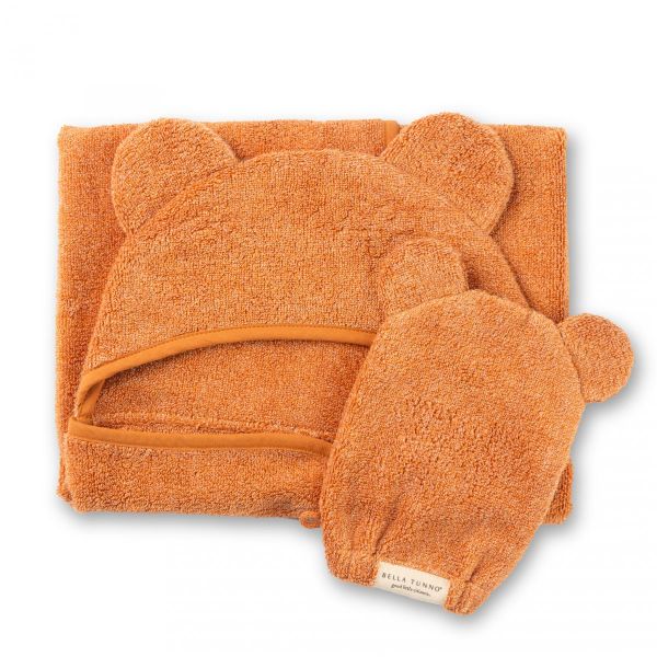 Picture of Hooded Towel + Wash Mitt Set Pumpkin | Bella Tunno
