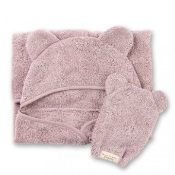 Picture of Hooded Towel + Wash Mitt Set Orchid | Bella Tunno