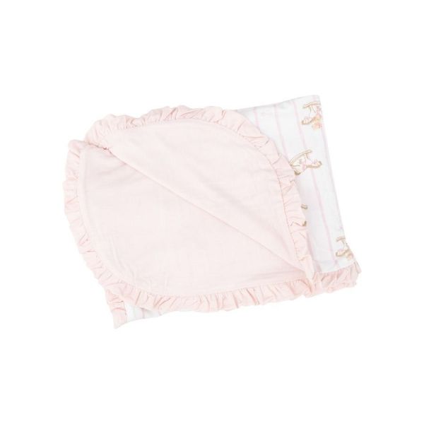 Picture of Vintage Rocking Horse - Pink Ruffle Recieving Blanket