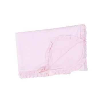 Picture of Stripe Classic Pink Ruffle Receiving Blanket