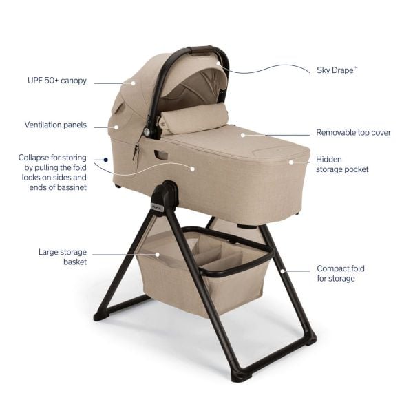 Picture of Demi Next Bassinet & Stand Biscotti | by Nuna
