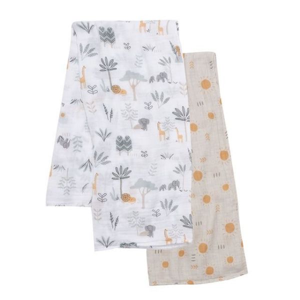 Picture of 2 Pk. Swaddle Blankets - Jungle Adventure | Lambs & Ivy