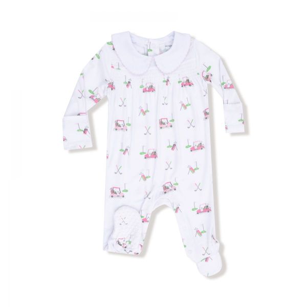 Picture of Angel Dear Baby Golf Carts Pink Smocked  - 2 Way Zipper Footie