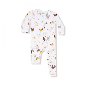 Picture of Angel Dear Collector Chickens - 2 Way Zipper RomperIvory