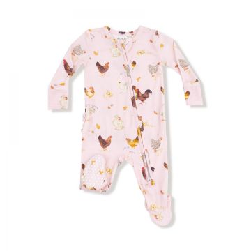 Picture of Angel Dear Collector Chickens Pink - Ruffle Back 2 Way Zipper Footie