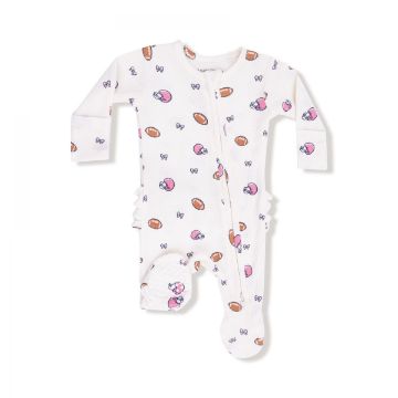 Picture of Angel Dear Footballs and Bows - Ruffle Back 2 Way Zipper Footie