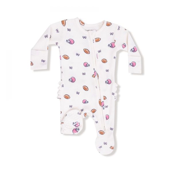 Picture of Angel Dear Footballs and Bows - Ruffle Back 2 Way Zipper Footie