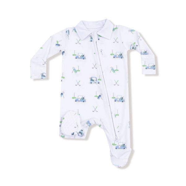 Picture of Angel Dear Baby Golf Carts-Blue-Polo  - 2 Way Zipper Footie