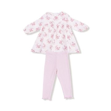 Picture of Angel Dear Belle Rosette Dot Long Sleeve Petal Collar Dress + Legging