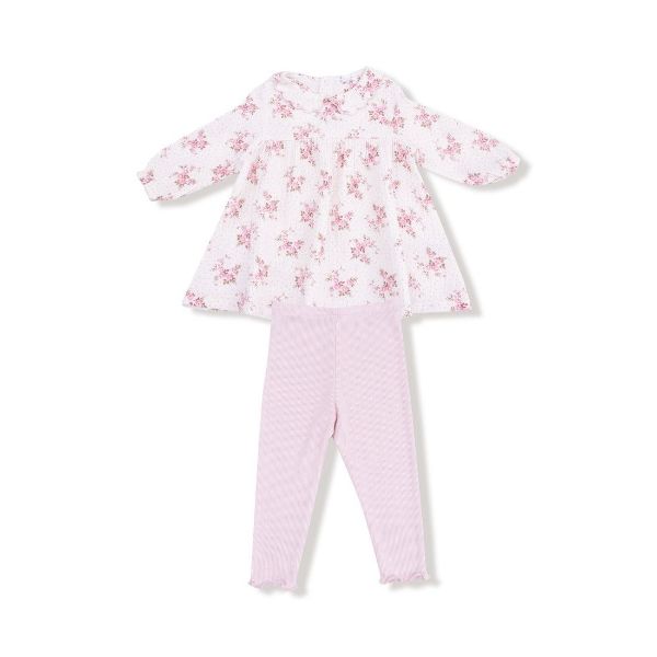 Picture of Angel Dear Belle Rosette Dot Long Sleeve Petal Collar Dress + Legging