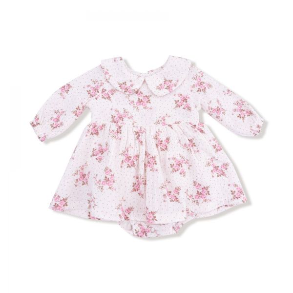 Picture of Angel Dear Belle Rosette Dot Long Sleeve Peter Pan Collar Bubble with Skirt