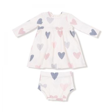 Picture of Angel Dear Hearts - Ribbed Modal Simple Dress + Bloomer