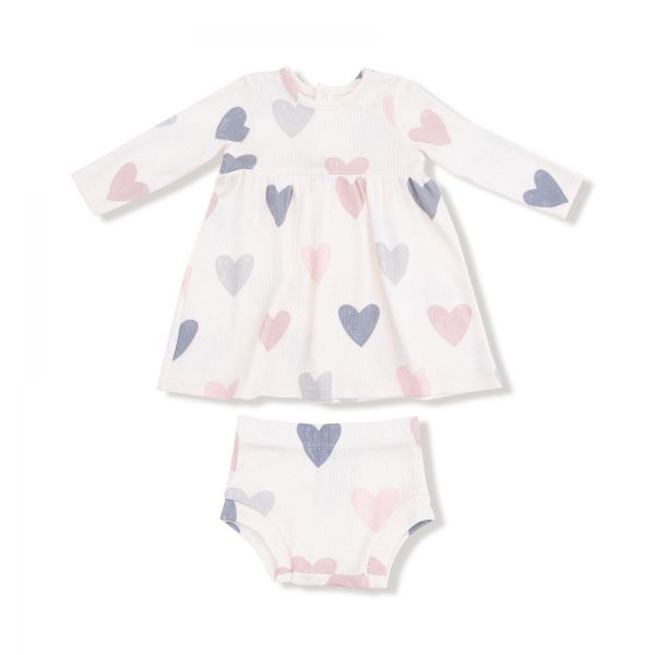 Picture of Angel Dear Hearts - Ribbed Modal Simple Dress + Bloomer