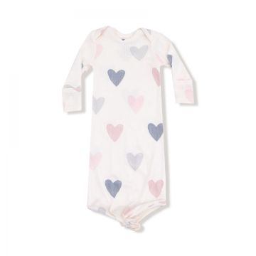 Picture of Hearts - Modal Rib - Knotted Baby Gown 0-3 Months