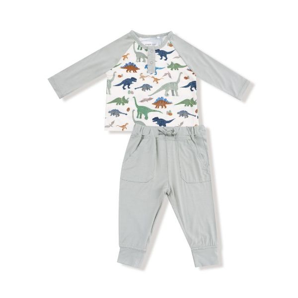 Picture of Angel Dear Washy Dinos - Bamboo Long Sleeve Raglan Henley  and Jogger
