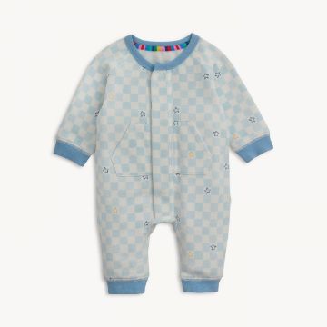 Picture of Magnetic Me Grey Checkerboard Brushed Fleece Romper