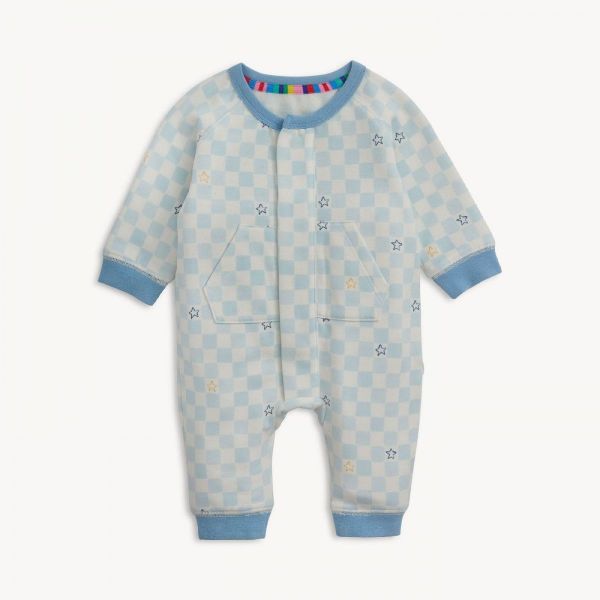 Picture of Magnetic Me Grey Checkerboard Brushed Fleece Romper