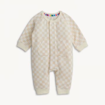Picture of Magnetic Me Chamois Checkerboard Brushed Fleece Romper