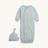 Picture of Magnetic Me Blue Stripe Organic Cotton Gown+Hat (Newborn-3 Months)