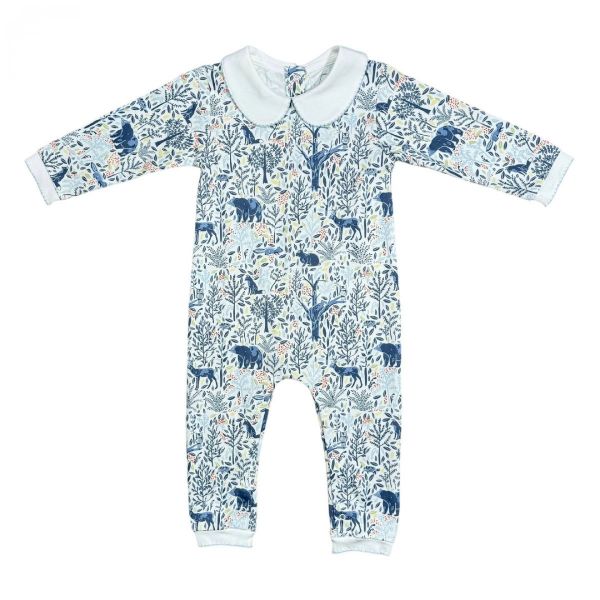 Picture of Heyward House Footless Playsuit with Peter Pan Collar-Woodland Creatures