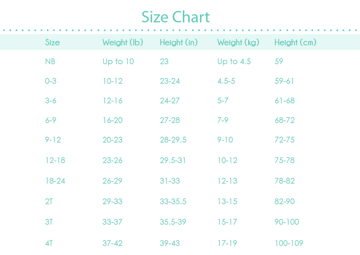 noomie product size chart